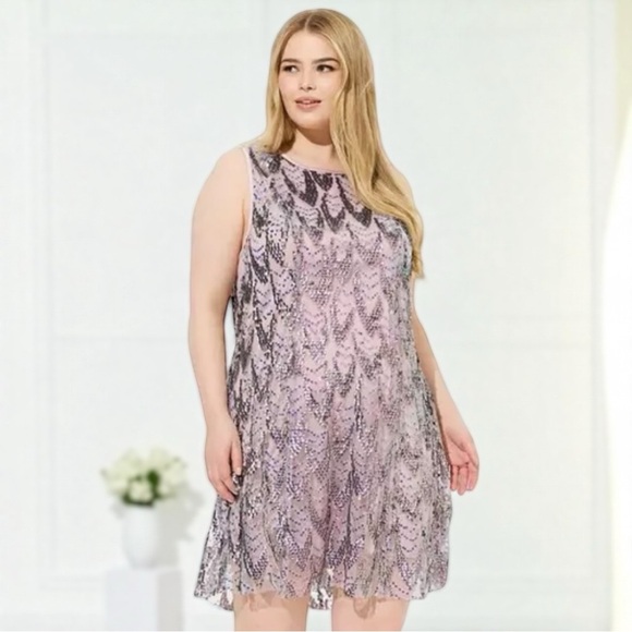 Torrid Mini Sequin Mesh Shift Dress – Purple Opal Iridescent | Size 12 (0) New - Picture 1 of 17
